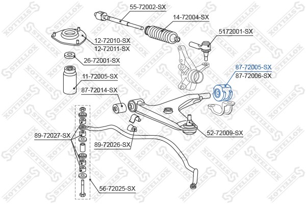 сайлентблок рычага зад. л.!\ Mitsubishi Lancer 92>/Carisma 95> 87-72005-SX STELLOX