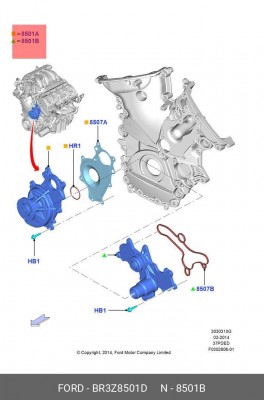 BR3Z-8501-D Насос водяной BR3Z-8501-D FORD