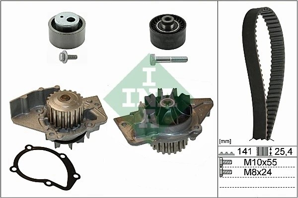 Комплект ГРМ PEUGEOT 206,306,307 CITROEN Xsara (99-05) с насосом водяным INA 530 0470 30 INA