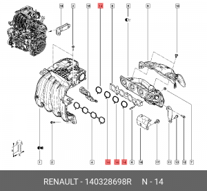 Прокладка впускного коллектора RENAULT 1403 286 98R 140328698R RENAULT