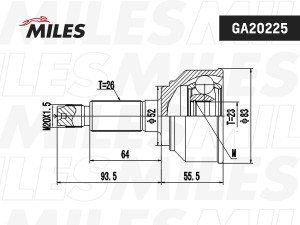 ШРУС наружный MAZDA 626 1.6 82-87 (GSP 834002) GA20225 GA20225 MILES