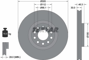 92106705 диск тормозной передний!\ Audi A4/A6 2.0-3.0TDi 97> 92106705 TEXTAR