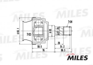 ШРУС внутренний DAEWOO NEXIA 1.5 96-/OPEL ASCONA/KADETT 1.6 82-91 (GSP 644001) G GA10014 MILES