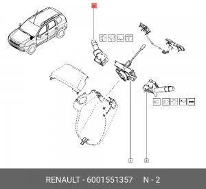 Управления стеклоочистителем 6001551357 6001551357 RENAULT