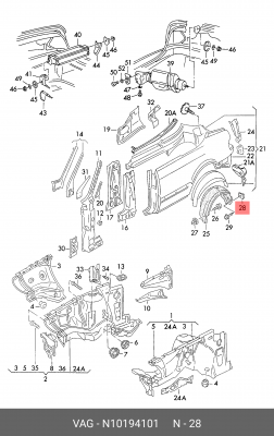 Гайка VW AUDI SEAT SKODA OE N 101 941 01 VAG