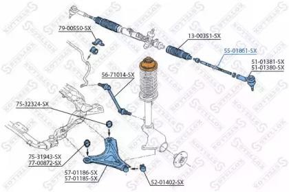 тяга рулевая!\ Ford Mondeo II 08/96> 55-01861-SX STELLOX