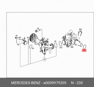 КОЛЬЦО УПЛОТНИТЕЛЬНОЕ НАСОСА ВОДЯНОГО A0009979205 A 000 997 92 05 MERCEDES BENZ