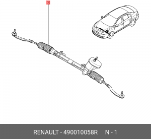 Рейка рулевая RENAULT Fluence (10-) OE 490010058R RENAULT