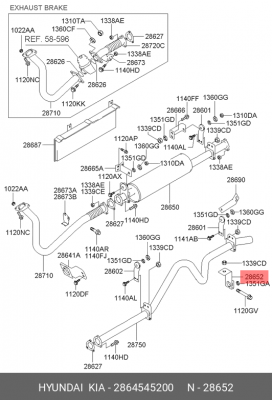Хомут глушителя HYUNDAI HD65,72,78 OE 2864545200 HYUNDAI KIA