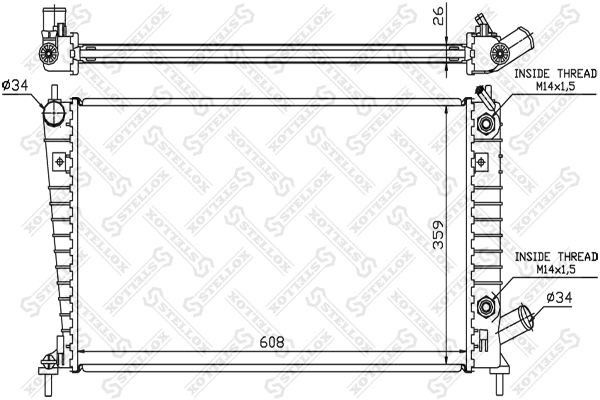 радиатор системы охлаждения! АКПП\ Saab 9-5 2.0T/2.3T 16V 97-00 10-26659-SX STELLOX