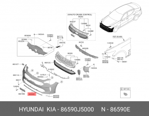 Накладка бампера KIA Stinger (20-) переднего OE 86590J5000 HYUNDAI KIA