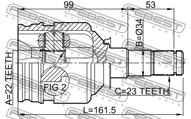 ШРУС внутренний 22X34X23 0111-2NZFE FEBEST