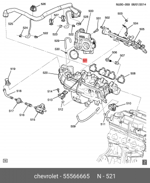 Прокладка OPEL Astra J (10-) заслонки дроссельной OE 55566665 GENERAL MOTORS