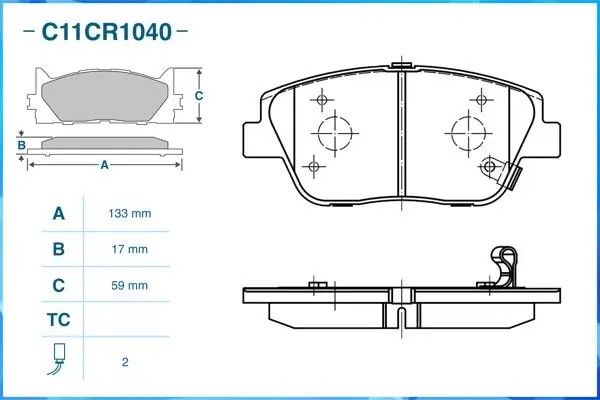 Тормозные колодки передние Low Metallic C11CR1040 C11CR1040 CWORKS