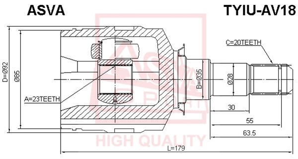 ШРУС ВНУТРЕННИЙ 23X35X20  ASVA [12] TYIUAV18 TYIU-AV18 ASVA