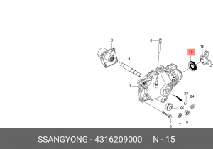 Сальник SSANGYONG Kyron (07-),Rexton (07-) (D27,E32) хвостовика переднего моста  4316209000 SSANG YONG