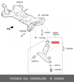 Сайлентблок HYUNDAI Solaris KIA Rio (10-) рычага переднего задний OE 54584-4L000 HYUNDAI KIA