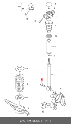 БОЛТ  SCHRAUBE N91066201 N 910 662 01 VAG