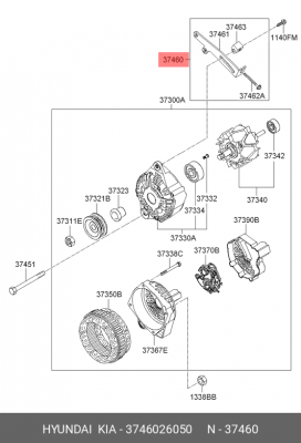 Кронштейн HYUNDAI Accent (07-) KIA Rio (06-) генератора OE 3746026050 HYUNDAI KIA