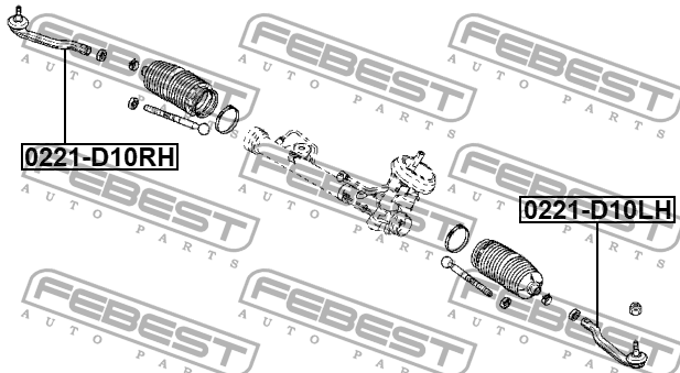 Наконечник рулевой правый RENAULT DUSTER 2009.11-2018.08 0221-D10RH 0221-D10RH FEBEST