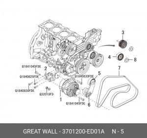 РОЛИК НАТЯЖНОЙ РЕМНЯ ГЕНЕРАТОРА GW HOVER H5 ДИЗЕЛЬ 3701200ED01A 3701200ED01A GREAT WALL