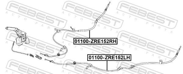 ТРОС РУЧНОГО ТОРМОЗА ЛЕВЫЙ 01100-ZRE152LH 01100ZRE152LH FEBEST
