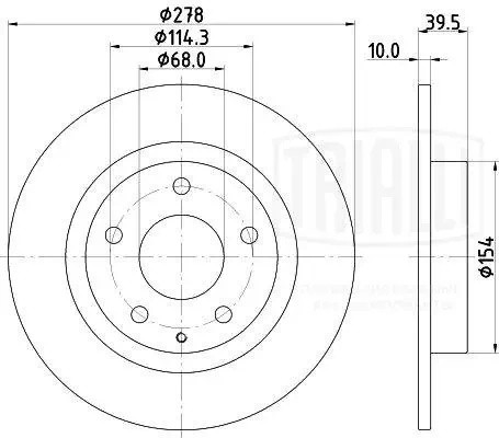Диск торм. Mazda 6 (12-) зад. d=278 (DF 250116)  2шт DF 250116 TRIALLI