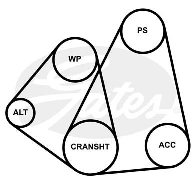 Поликлиновой ремень 4PK965 (8653-10145) 4-PK-965 GATES