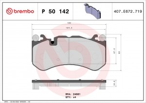 Колодки тормозные дисковые P50142 P50142 BREMBO