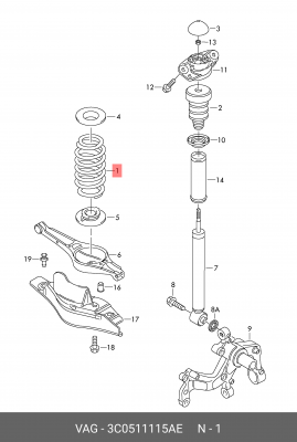 пружина винтовая! задняя\ VW Passat 3C0 511 115 AE VAG