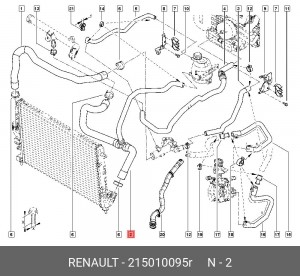 патрубок радиатора!\ Renault 215010095R RENAULT