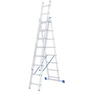 Лестница трехсекционная H=4.15м 3х8 ступеней алюминиевая СИБРТЕХ 97818 SIBRTEC