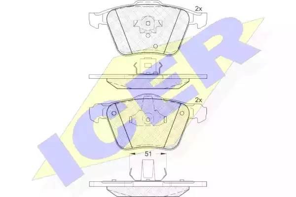 181655 колодки дисковые передние!\ Volvo XC90 2.5iT/3.0i T6 02># 181655 ICER