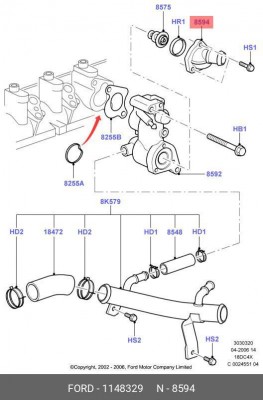 Корпус FORD Focus термостата в сборе OE 1 148 329 FORD