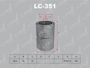 Фильтр масляный подходит для MITSUBISHI Pajero 2.8TD 94-00/3.2D 00  LC-351 LC-351 LYNXAUTO