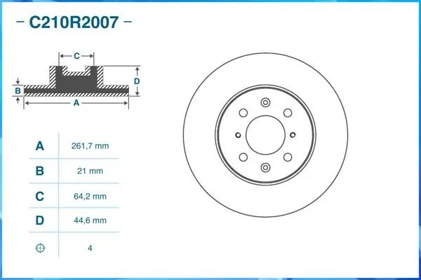 Тормозной диск передний C210R2007 C210R2007 CWORKS