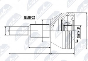 ШРУС наружный к-кт!\ Chrysler Grand Voyager 3.8/2.8D 07> NPZCH016 NTY