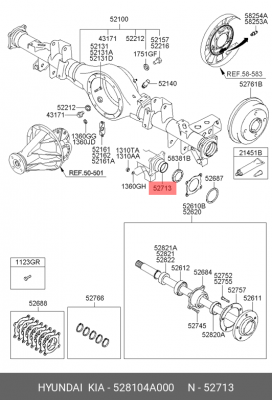 сальник полуоси! внутренний 37x62x14\ Hyundai Porter/Galloper/Terracan 528104A000 HYUNDAI