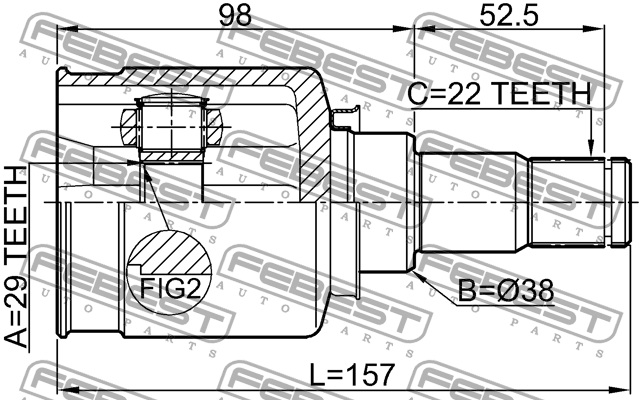 ШРУС внутренний CHEVROLET AVEO (T200) 2003-2008 1111-T250 1111-T250 FEBEST
