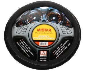 Оплетка руля (M) 37-39см черная с серым кантом MISTAR MIS17STW11GYM MISTAR