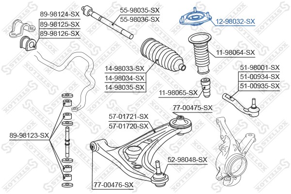 опора амортизатора переднего!\ Toyota Yaris all 99-02 12-98032-SX STELLOX
