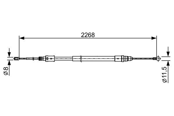 Трос стояночного тормоза CITROEN C5 (08-) левый/правый (2268мм) BOSCH 1 987 482 409 BOSCH