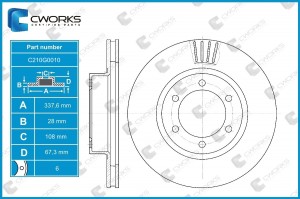 Диск тормозной передний  2шт C210G0010 CWORKS