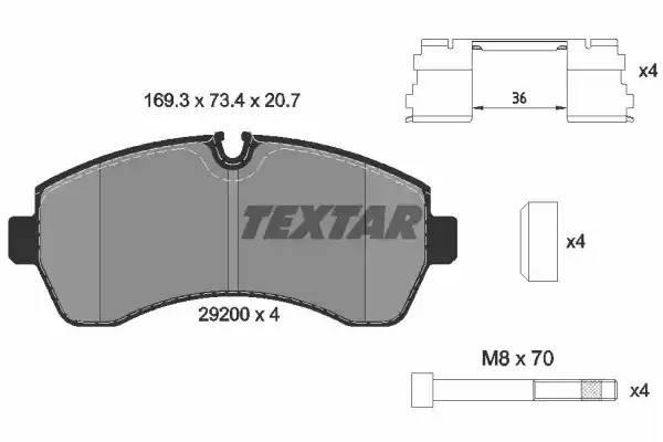 2920002 колодки дисковые передние!\ MB Sprinter, VW Crafter 2.0-3.5i/TDi 06> 2920002 TEXTAR