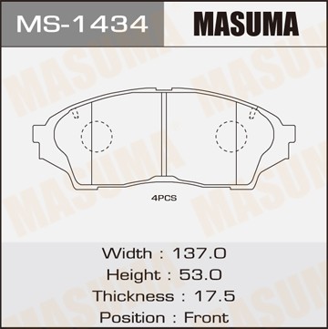 колодки дисковые передние!\ Toyota Mark II/Cresta/Crown 2.0-3.0 95-01 MS1434 MASUMA