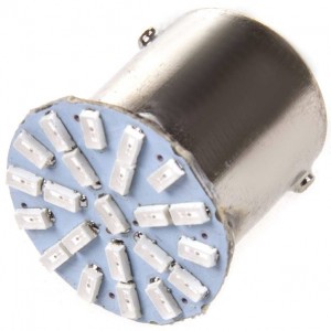Автолампа диод T18(R10W) 24V 22 SMD с цоколем 1-контактная Красная SKYWAY стоп,  S08202031 SKYWAY