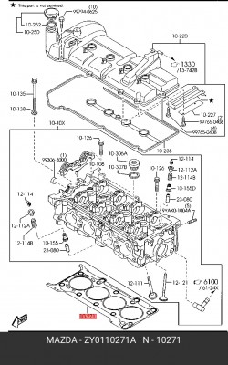 ПРОКЛАДКА ГБЦ МЕТАЛЛИЧЕСКАЯ ZY0110271A ZY01-10-271A MAZDA