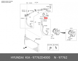 Патрубок KIA Optima (16-) системы охлаждения OE 97762D4000 HYUNDAI KIA