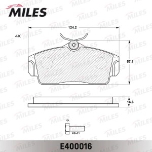 Колодки тормозные передние (без датчика) (Смесь Low-Metallic) (NISSAN ALMERA N16 E400016 MILES