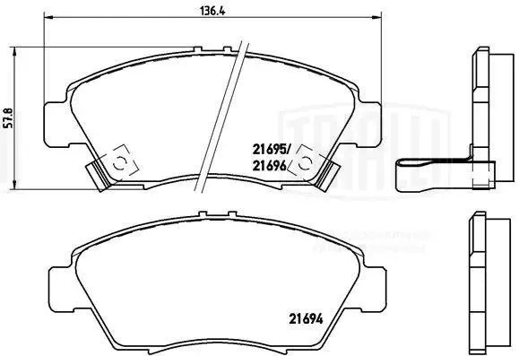 Колодки торм. Honda Civic VII (00-) диск. перед. т/с Akebono (PF 4215) PF 4215 TRIALLI